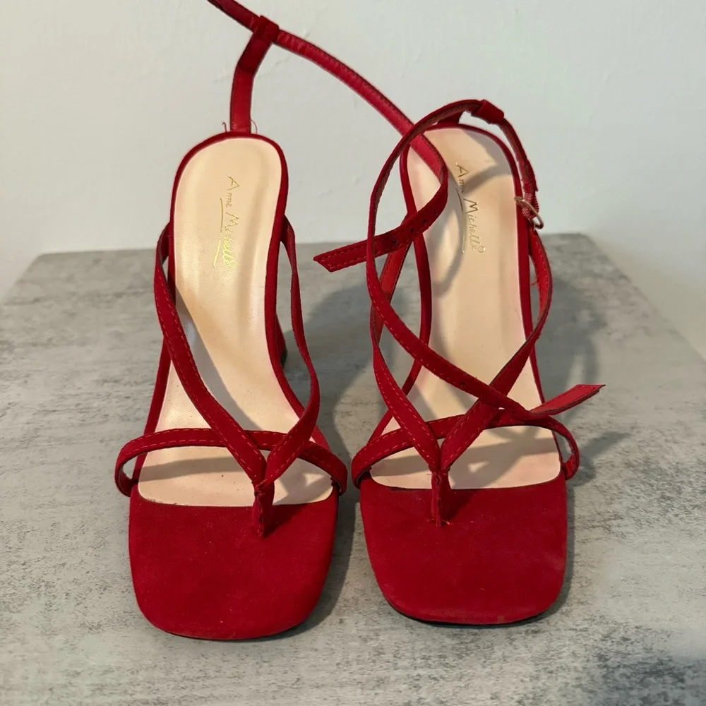 Red Anna Morellini strappy sandals Size 6 - Picture 1 of 6